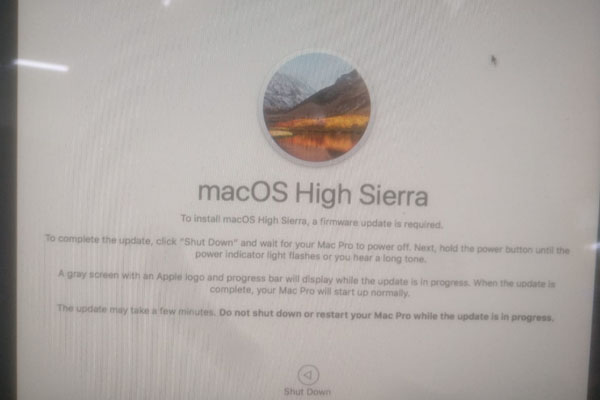 Mac Pro firmware update to upgrade to sierra mojave